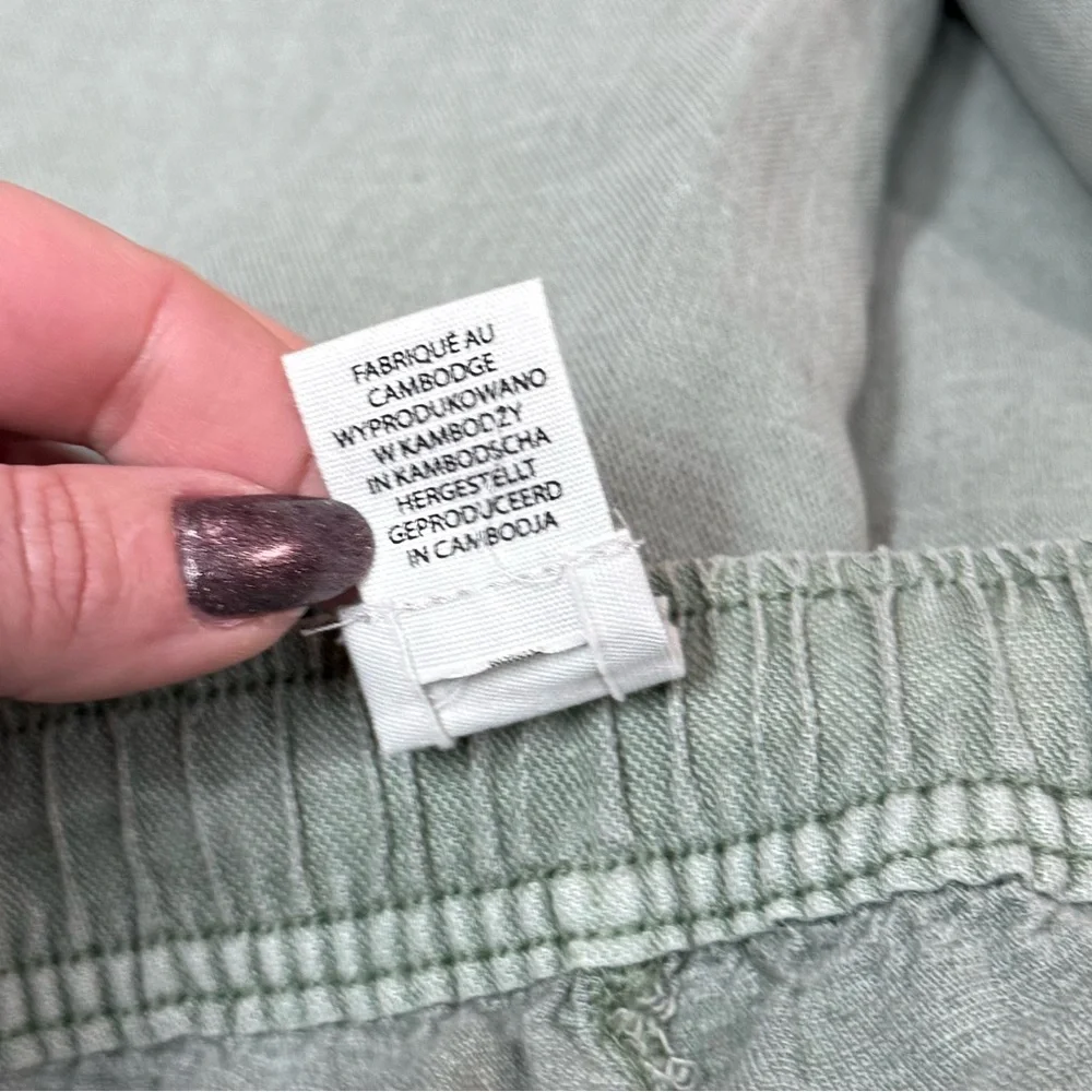 Joie Sage Green Linen Blend Wide Leg Crop Drastring Pants Medium Beach Casual - Picture 8 of 12